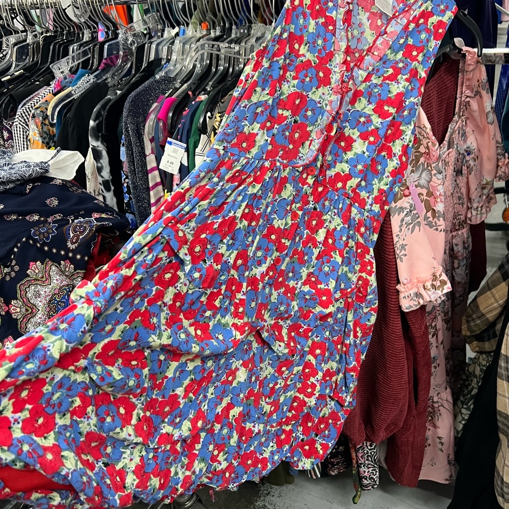 B Darlin Red and Blue Floral Dress